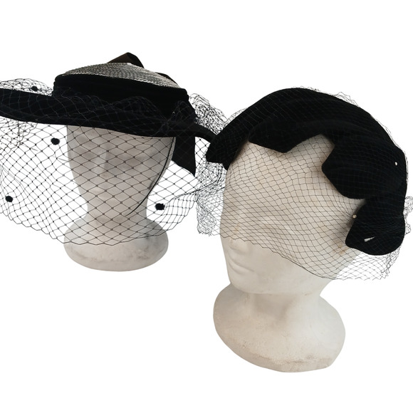 VTG Womens Hats Lot of 2 Whittall Shon Derby Veil Flapper Skull Cap Corona Italy main image 10